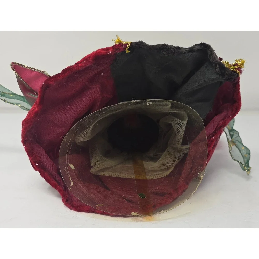 Elegant Christmas Angel Tree Topper Red Velvet Gold‎ Wings